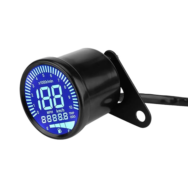 Tbest Universal Motorcycle LED Digital Speedometer & Tachometer - Black Speed Gauge with Oil Level Meter - View 8 of 11