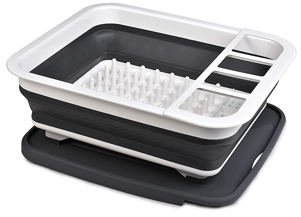 Masirs Masirs Pop-Up Collapsible Dish Drying Rack: Space-Saving, Sink-Draining, 8 Plate Capacity & Portable Design