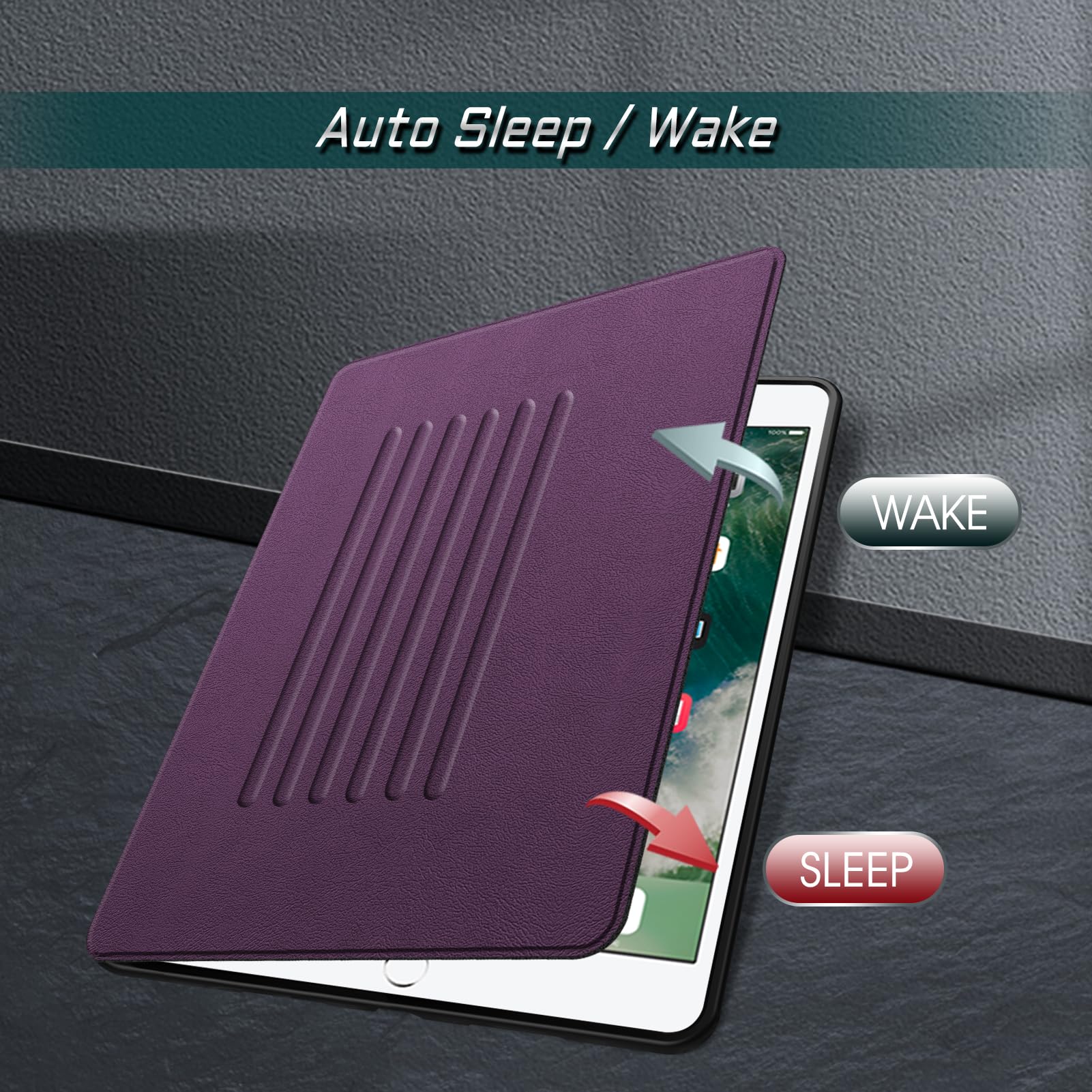 Fintie Magnetic Stand Case for iPad Air 10.5 and iPad Pro 10.5 Multi-Angle Viewing Rugged TPU Back Cover with Pencil Holder Purple - View 3 of 9