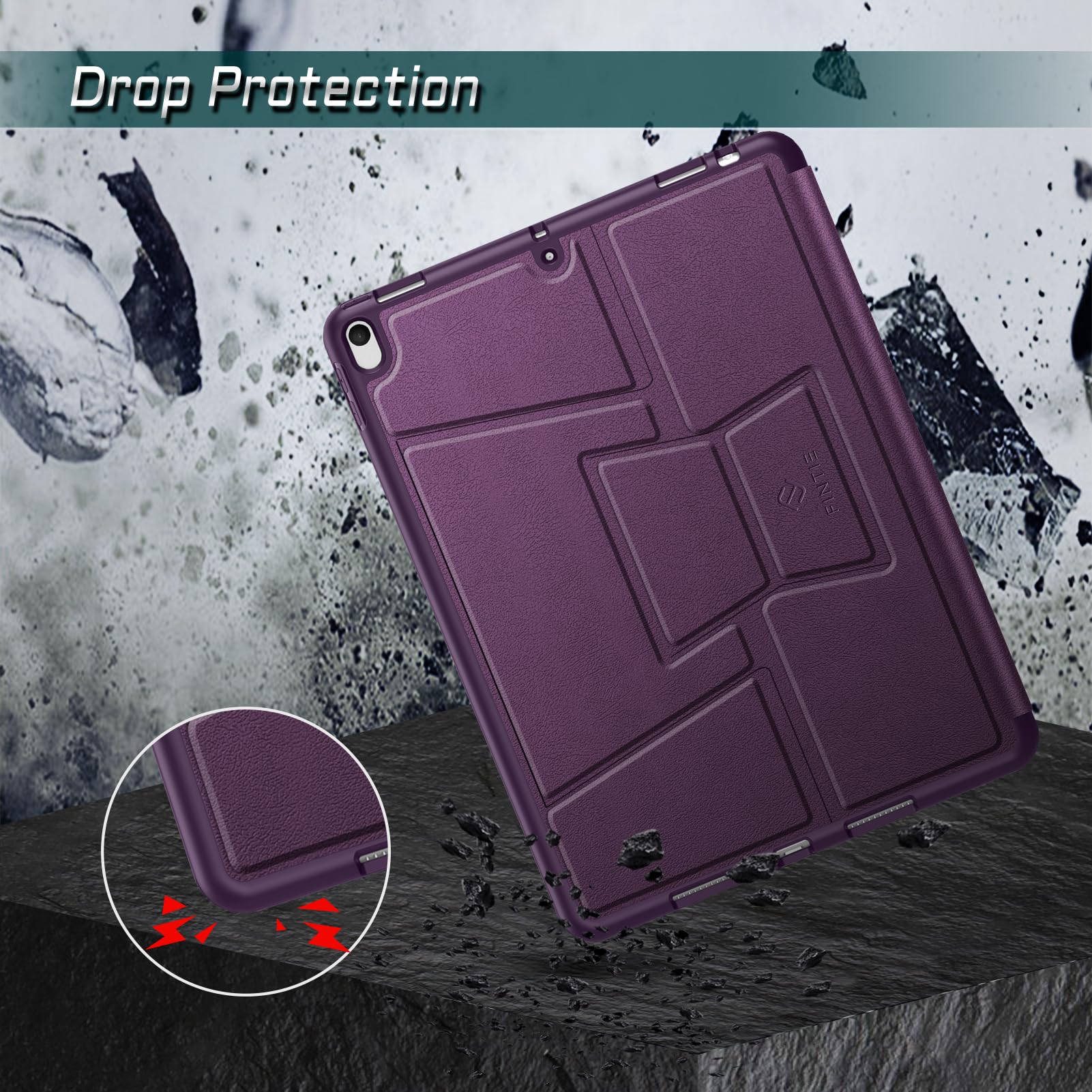 Fintie Magnetic Stand Case for iPad Air 10.5 and iPad Pro 10.5 Multi-Angle Viewing Rugged TPU Back Cover with Pencil Holder Purple - View 8 of 9