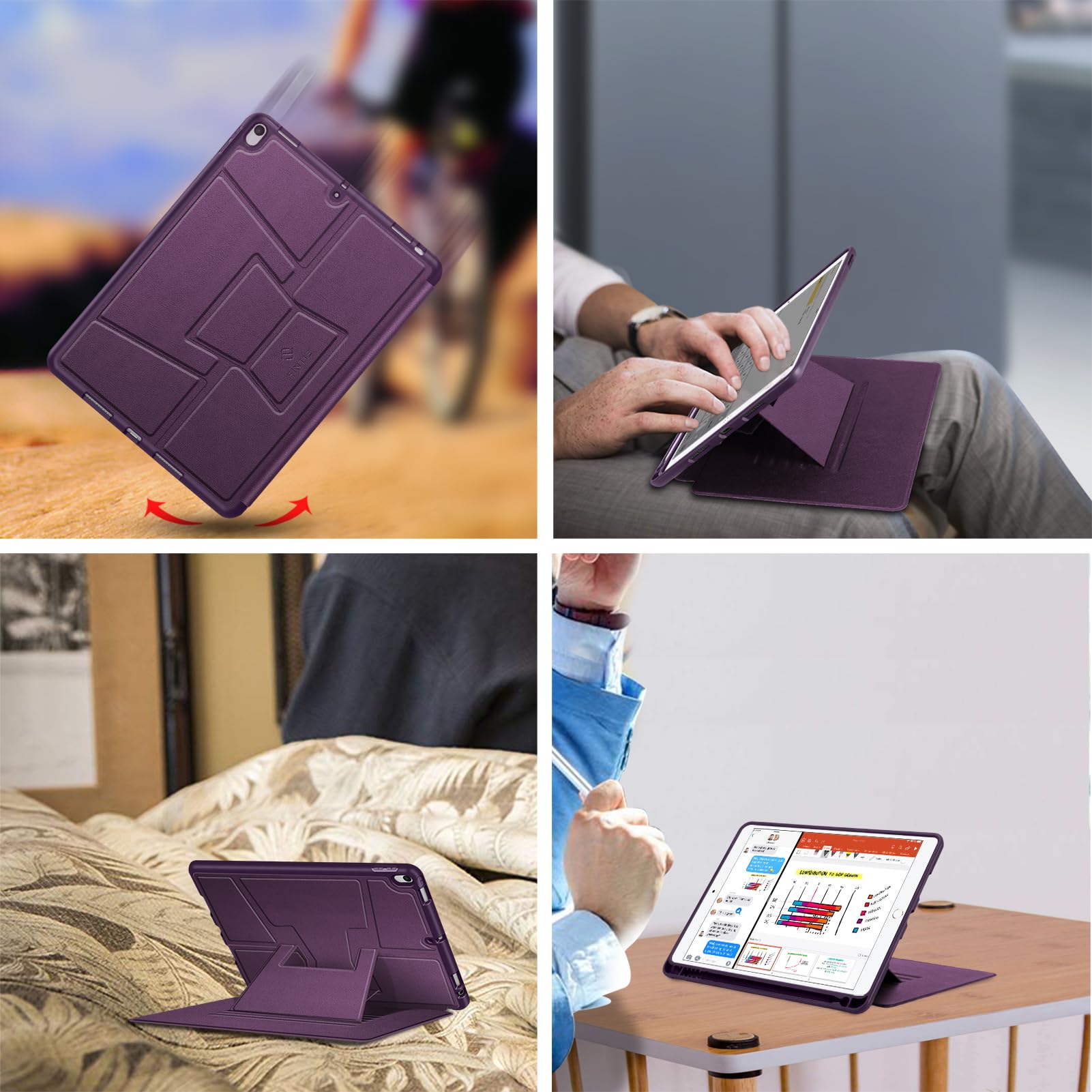 Fintie Magnetic Stand Case for iPad Air 10.5 and iPad Pro 10.5 Multi-Angle Viewing Rugged TPU Back Cover with Pencil Holder Purple - View 9 of 9