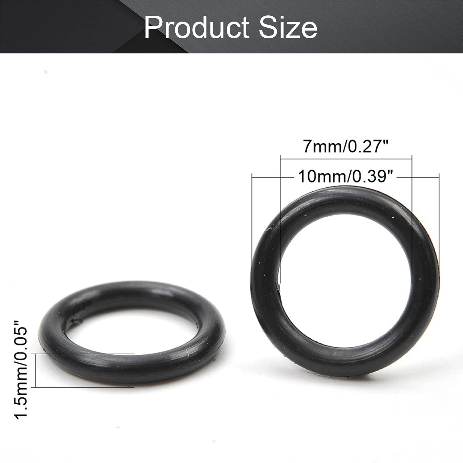 Othmro Othmro 20pcs Nitrile Rubber O-Rings 1.5mm Wire Dia 10mm OD for Oil Air Sealing Professional Plumbing Car Repair Black - View 2 of 9