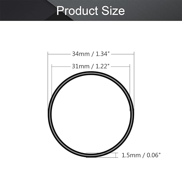 Othmro Othmro 10pcs Nitrile Rubber O-Rings 1.5mm Wire Dia 34mm OD for Oil Air Sealing Professional Plumbing Car Repair Black - View 2 of 9