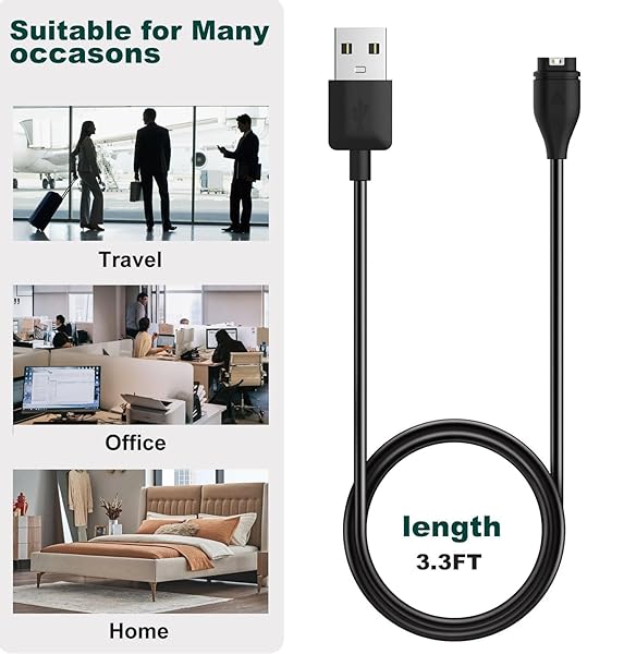 E ECSEM Garmin Forerunner 45 55 255 745 935 945 955 965 165 265 970 570 Charger Replacement USB Charging Cable for Instinct E 3 Approach S10 S40 S50 S60 S70 - View 7 of 7