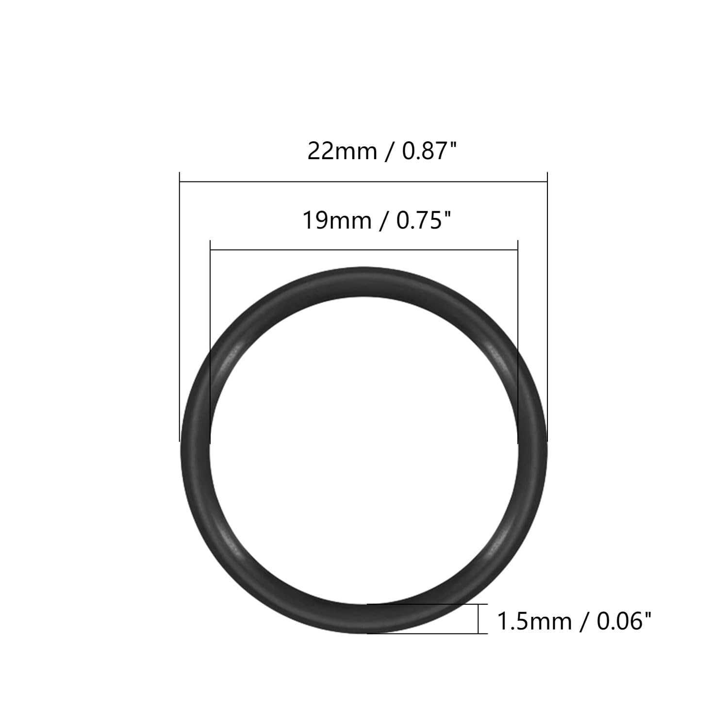 Othmro Othmro 10pcs Nitrile Rubber O-Rings 1.5mm Wire Dia 22mm OD for Oil Air Sealing Professional Plumbing Car Repair Black - View 2 of 9