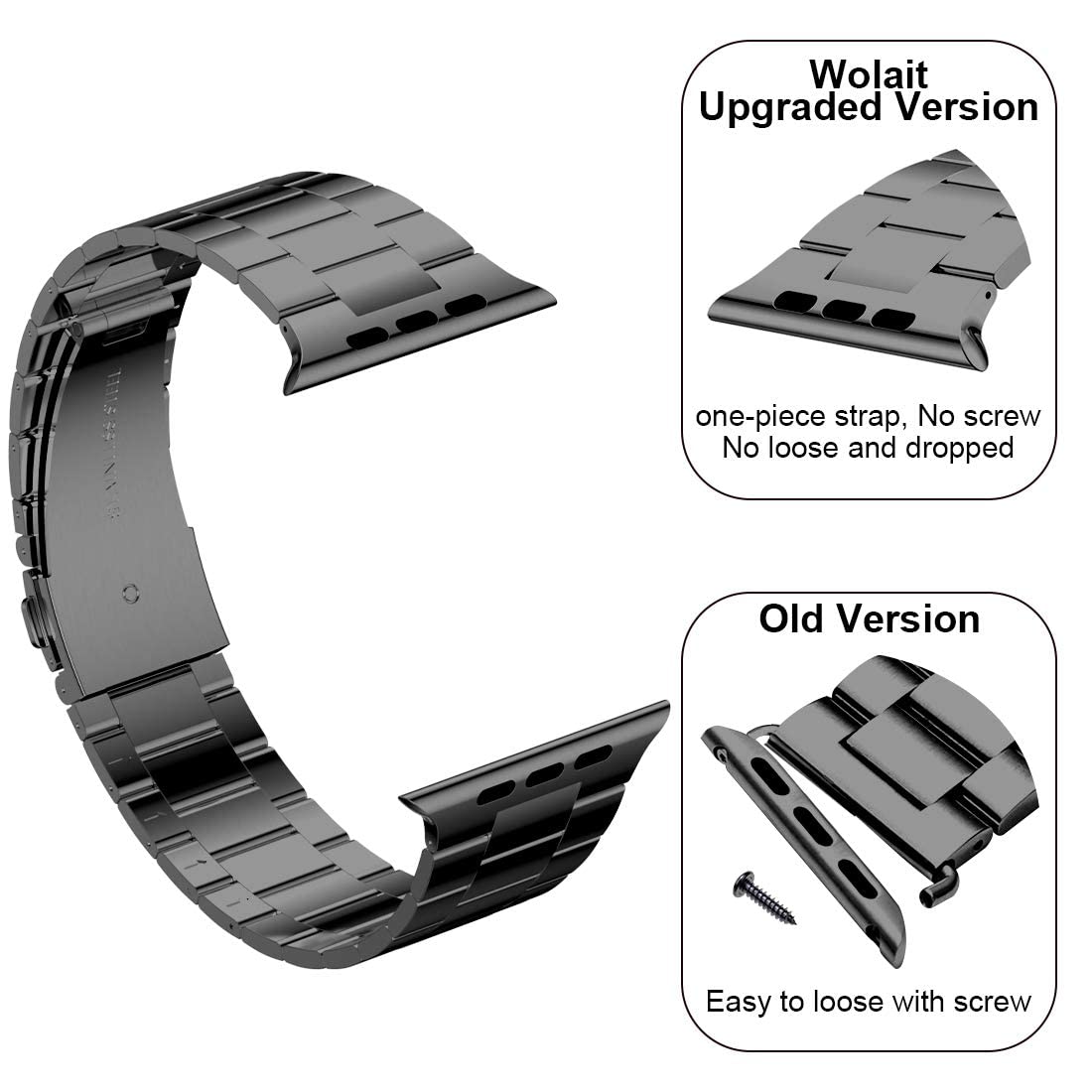 Wolait Ultra Thin Stainless Steel Band for Apple Watch Ultra 2 49mm 46mm 45mm 44mm 42mm Compatible with Series 10 9 8 7 6 5 4 3 Space Gray - View 2 of 7