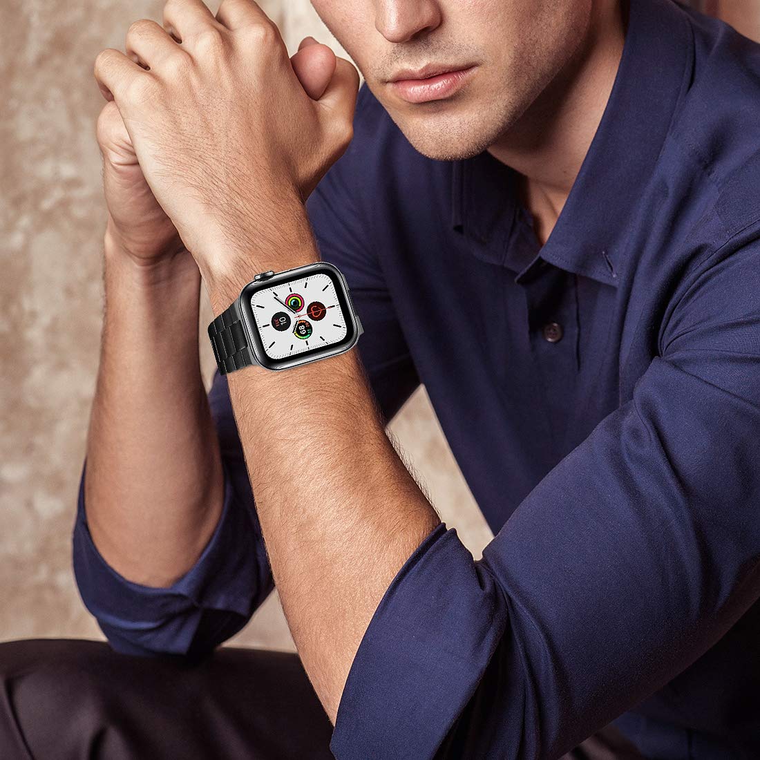 Wolait Ultra Thin Stainless Steel Band for Apple Watch Ultra 2 49mm 46mm 45mm 44mm 42mm Compatible with Series 10 9 8 7 6 5 4 3 Space Gray - View 5 of 7