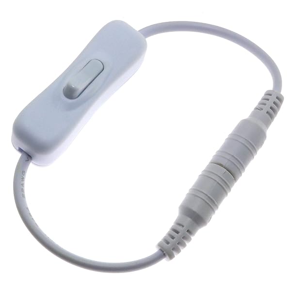 RLECS RLECS 3pcs Power Extension Cable with Switch for CCTV Camera and Light Strip 5.5x2.1mm DC 12V White Connector - View 4 of 7