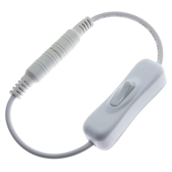 RLECS RLECS 3pcs Power Extension Cable with Switch for CCTV Camera and Light Strip 5.5x2.1mm DC 12V White Connector - View 5 of 7