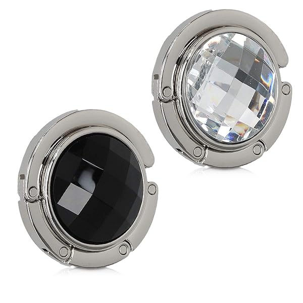 kwmobile KWMobile Set of 2 Diamond Purse Hooks - Stylish Handbag Hooks in Black, White & Silver