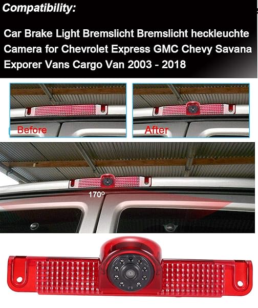 Navinio Navinio Car Third Roof Top Mount Brake Lamp Camera for Chevrolet Express GMC Savana Vans and Explorer Cargo Reverse Parking Camera - View 2 of 8