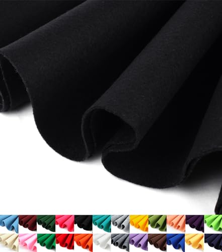 Barcelonetta Barcelonetta Felt Fabric 72 Inch Wide 1.6mm Thick Acrylic Soft Felt by The Yard for DIY Crafts Projects Sewing Black 1 Yard