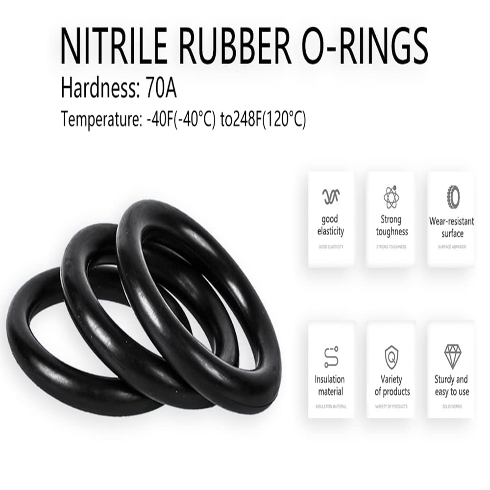 Othmro Othmro 20pcs Nitrile Rubber O-Rings 1mm Wire Dia 16mm OD for Oil Air Sealing Professional Plumbing Car Repair Black - View 5 of 9