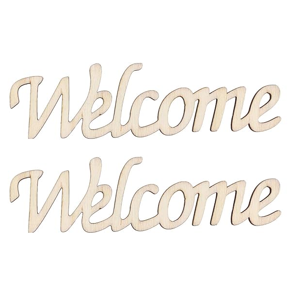 VOSAREA 2pcs Wooden Welcome Cutouts - Charming Hanging Wall Decor for Home & Party - View 4 of 11
