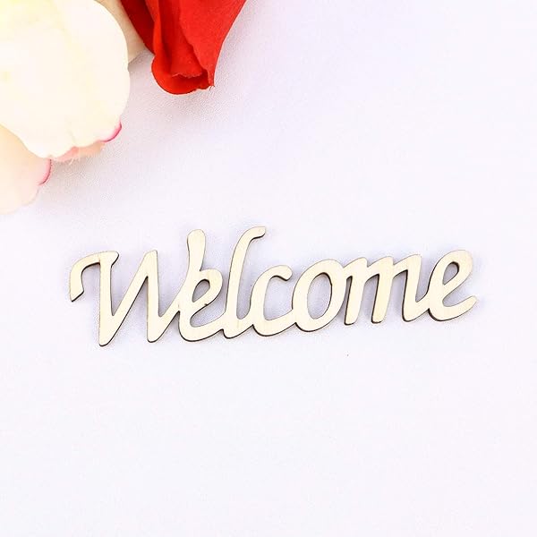 VOSAREA 2pcs Wooden Welcome Cutouts - Charming Hanging Wall Decor for Home & Party - View 5 of 11