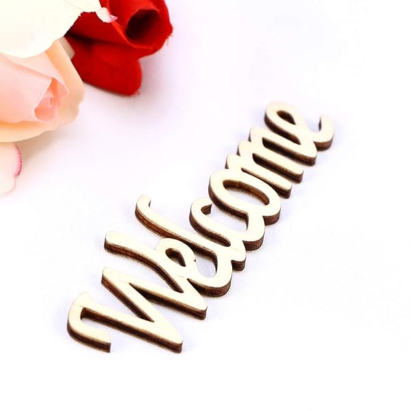 VOSAREA 2pcs Wooden Welcome Cutouts - Charming Hanging Wall Decor for Home & Party - View 6 of 11