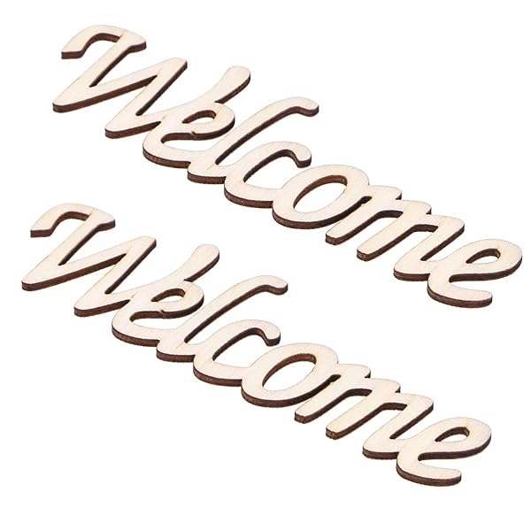 VOSAREA 2pcs Wooden Welcome Cutouts - Charming Hanging Wall Decor for Home & Party - View 7 of 11