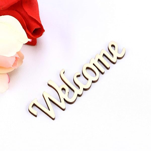 VOSAREA 2pcs Wooden Welcome Cutouts - Charming Hanging Wall Decor for Home & Party - View 9 of 11