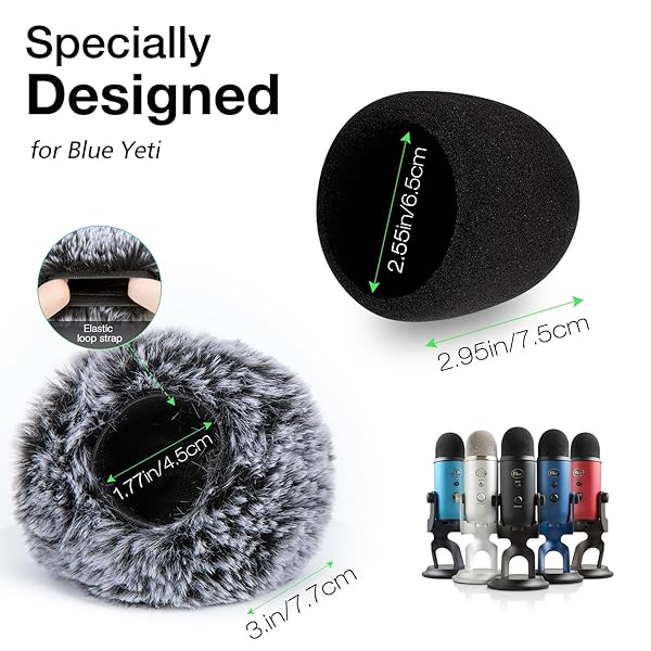 SUNMON 2-Pack SUNMON Blue Yeti Pop Filter & Foam Covers for USB Microphone - Ultimate Sound Quality Upgrade - View 7 of 9