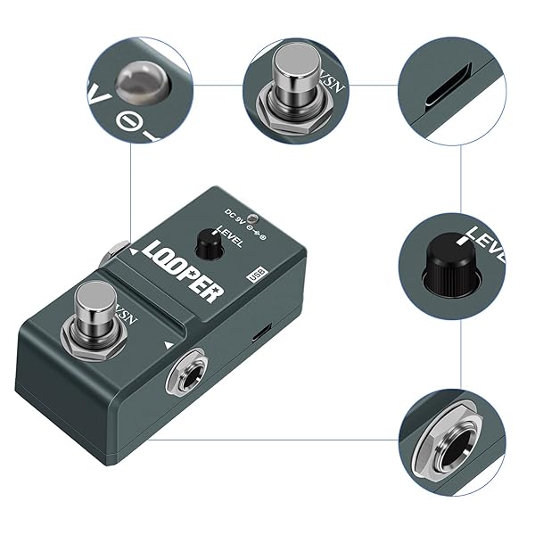 VSN VSN 48K Looper Electric Guitar Effect Loop Pedal with 10 Minutes Looping Unlimited Overdubs and True Bypass USB Port - View 7 of 11