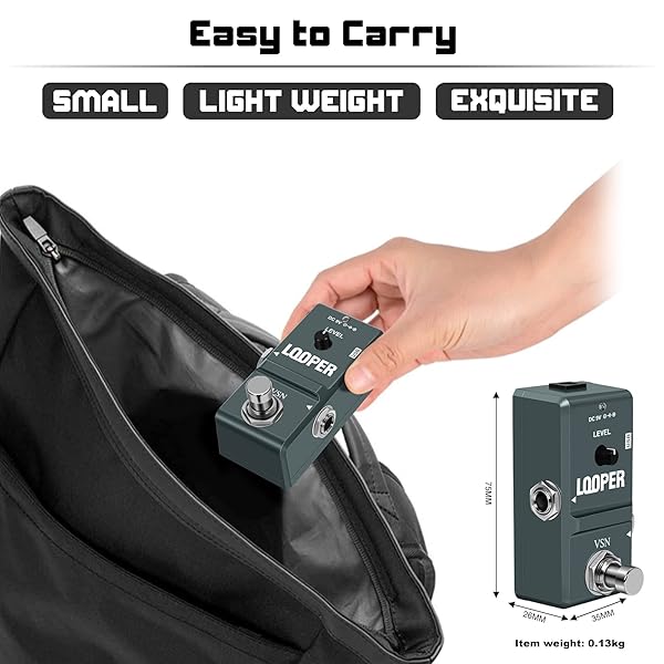 VSN VSN 48K Looper Electric Guitar Effect Loop Pedal with 10 Minutes Looping Unlimited Overdubs and True Bypass USB Port - View 8 of 11