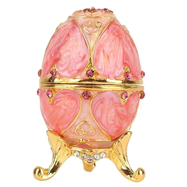 Shop Unique Vintage Egg Trinket Box - Hand Painted Enameled Jewelry Box, Limited Edition Home Decor (Carmine)