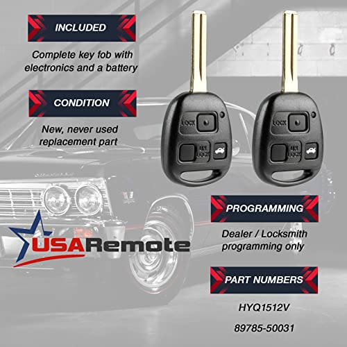 USARemote Key Fob Set of 2 for 1997-2005 ES300 GS300 GS400 GS430 IS300 LS400 Keyless Entry Remote HYQ1512V - View 3 of 6