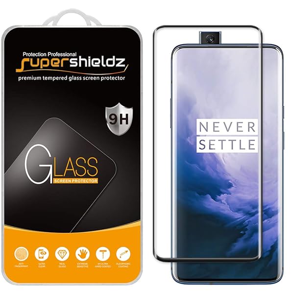 Supershieldz 2 Pack Tempered Glass Screen Protector for OnePlus 7 Pro OnePlus 7T Pro Full Cover 3D Curved Anti Scratch Bubble Free Black