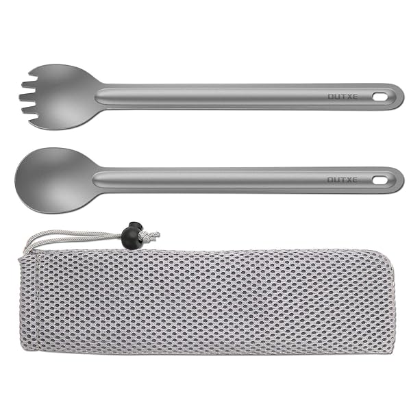 OUTXE OUTXE Titanium Spork & Spoon Set - 8.7-Inch Eco-Friendly Camping Utensils for Soup & Coffee