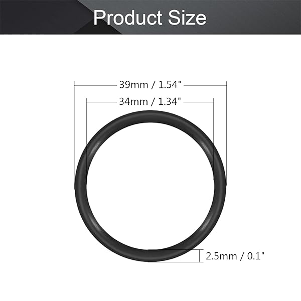 Othmro Othmro 10pcs Nitrile Rubber O-Rings 2.5mm Wire Dia 39mm OD for Oil Air Sealing Professional Plumbing Car Repair Black - View 2 of 9