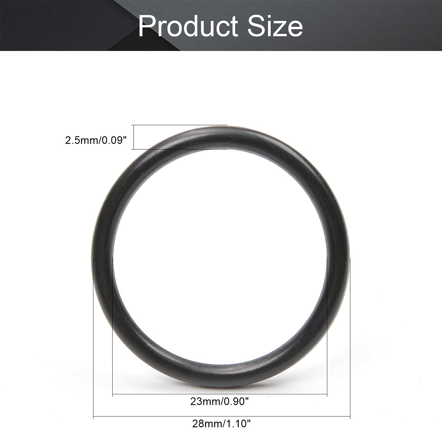 Othmro Othmro 10pcs Nitrile Rubber O-Rings 2.5mm Wire Dia 28mm OD for Oil Air Sealing Professional Plumbing Car Repair Black - View 2 of 9