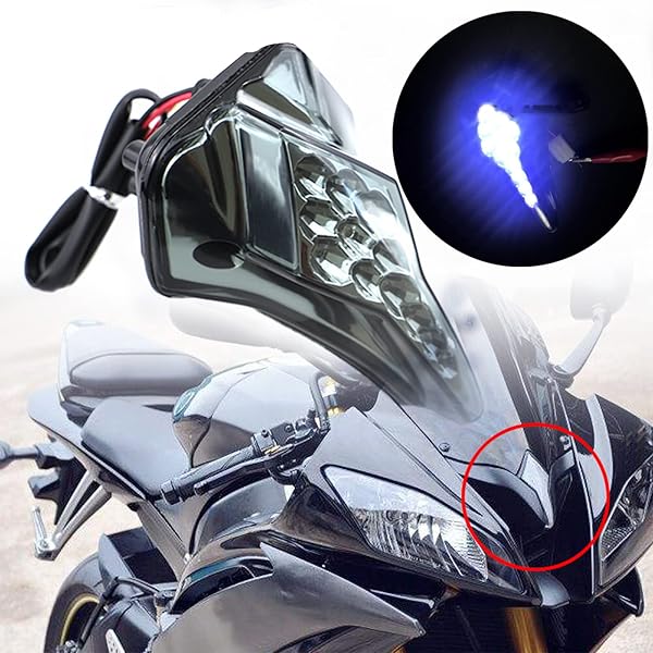 GUAIMI GUAIMI 12 LED Clear Smoke Lens Center Light for YZF-R6 2008 to 2012 Black Windscreen 3rd Eyes