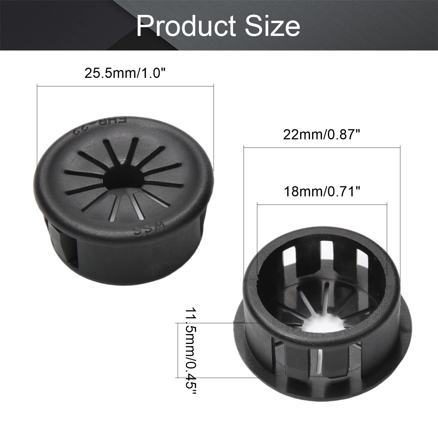 Fielect Fielect 40Pcs Cable Hose Snap Bushing Grommet Protector EHR-22 22mm Locking Black Grommet for Durable Protection - View 2 of 9