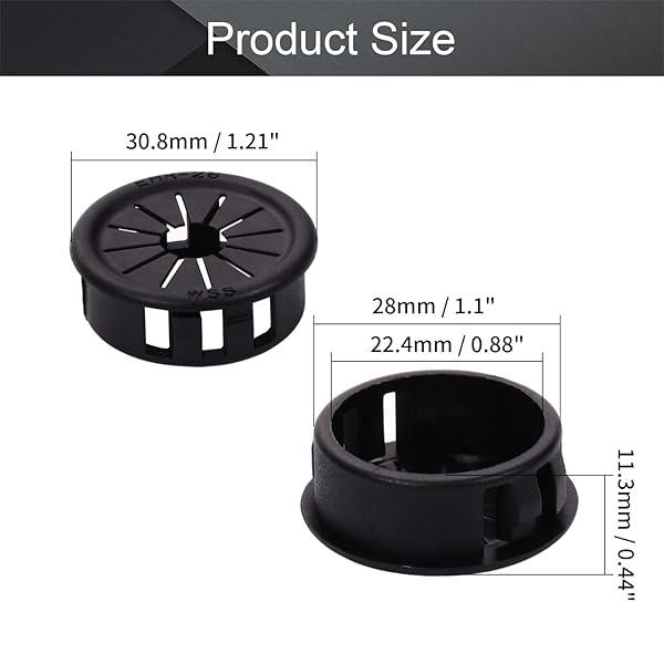 Fielect Fielect 30Pcs Black Cable Hose Snap Bushing Grommet Protector 28mm Mounted Dia Locking Grommet for Effective Cable Management - View 2 of 6