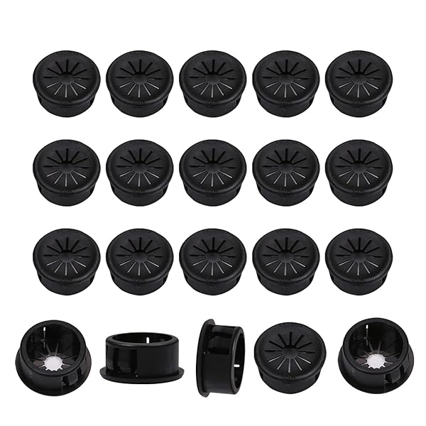 Fielect 30Pcs Cable Hose Snap Bushing Grommet Protector EHR-22 22mm Locking Black Grommet for Durable Protection
