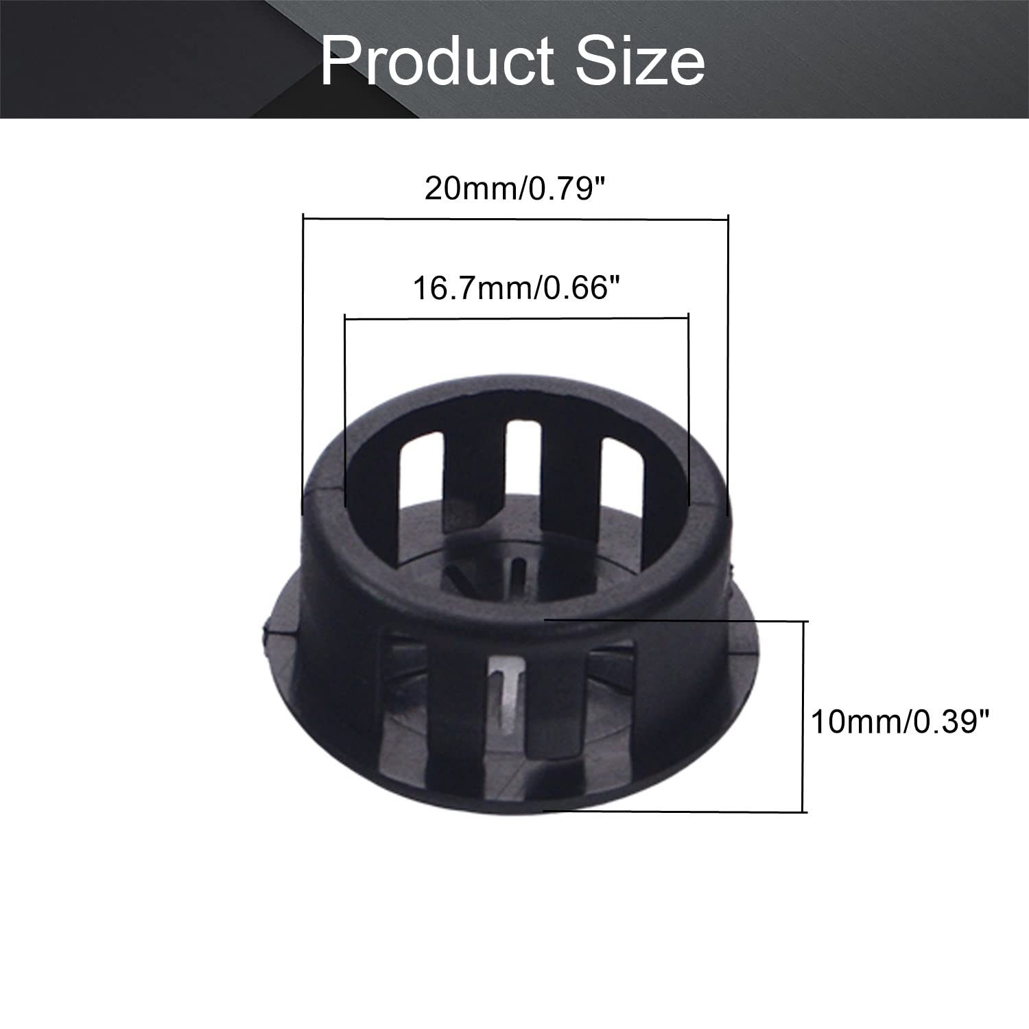 Fielect Fielect 25Pcs Cable Hose Snap Bushing Grommet Protector EHR-19 19mm Locking Black Grommet for Durable Protection - View 2 of 9