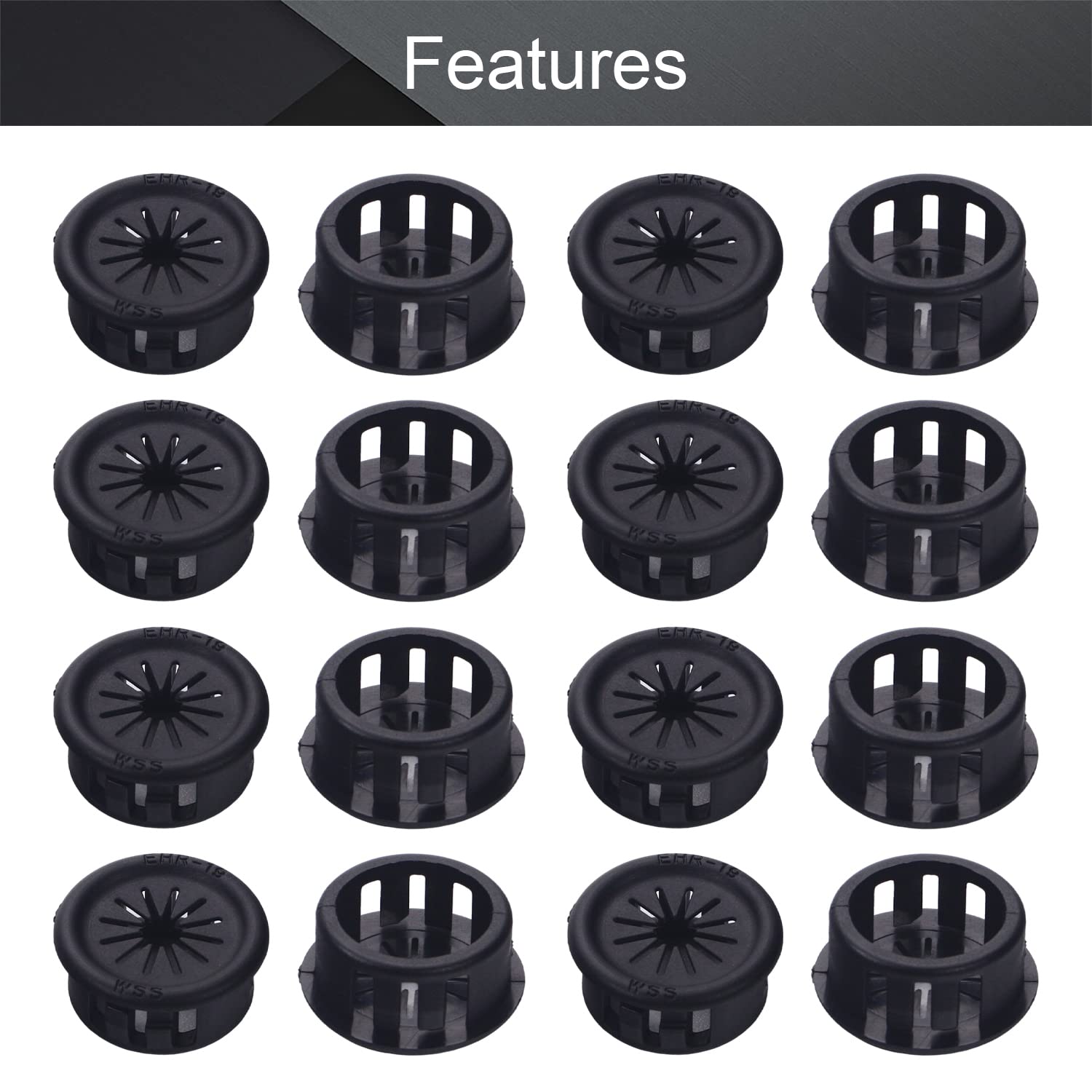Fielect Fielect 25Pcs Cable Hose Snap Bushing Grommet Protector EHR-19 19mm Locking Black Grommet for Durable Protection - View 3 of 9