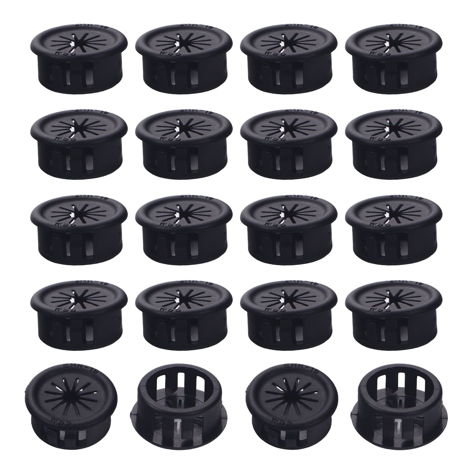Fielect Fielect 25Pcs Cable Hose Snap Bushing Grommet Protector EHR-19 19mm Locking Black Grommet for Durable Protection