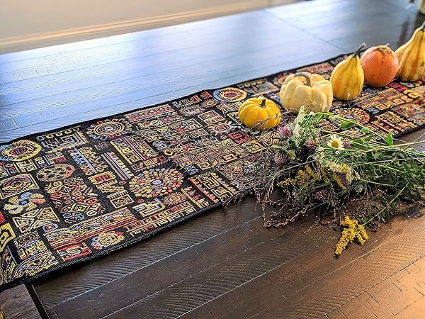 DaDa Bedding DaDa Bedding Bohemian Tapestry Table Runner Multi-Colorful Cotton Linen Woven Kitchen Dining Mats 13 x 90 Inches - View 3 of 6