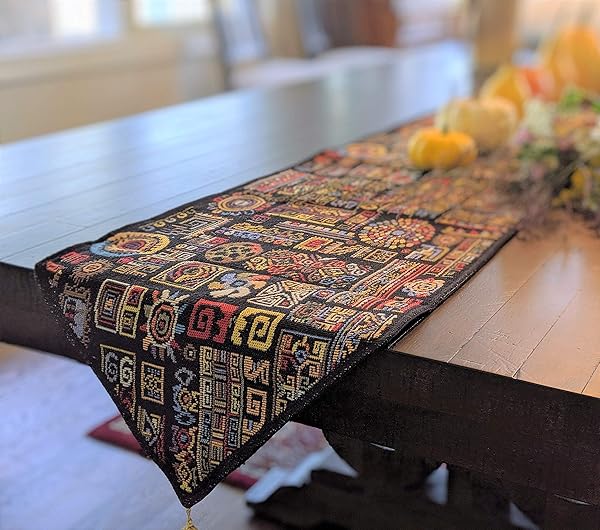 DaDa Bedding DaDa Bedding Bohemian Tapestry Table Runner Multi-Colorful Cotton Linen Woven Kitchen Dining Mats 13 x 90 Inches - View 4 of 6
