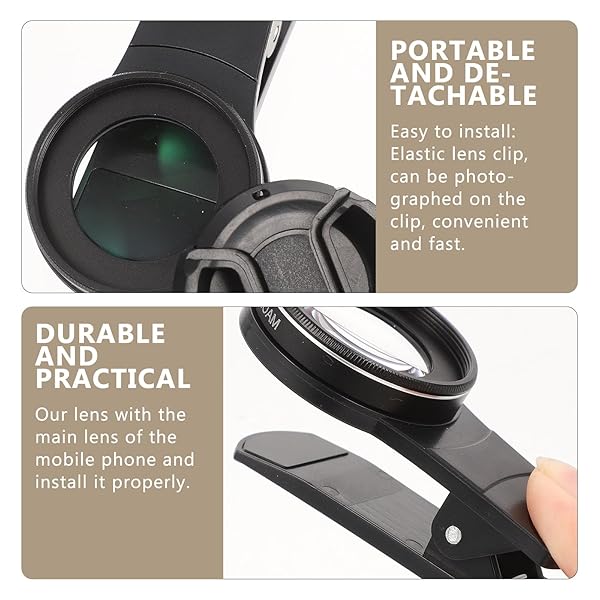 Hemobllo Hemobllo Phone Camera Lens 37mm 15X Macro Clip-on Magnifying Lens for Close-up Photography External Glass Optic Attachment for Smartphones Black - View 3 of 9