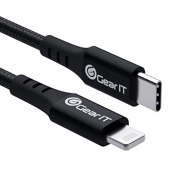 GEARit GearIT 10ft Lightning to USB-C Cable Mfi Certified Nylon Braided Fast Charging for iPhone iPad Power Delivery Black - View 2 of 9