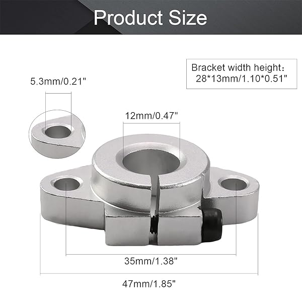 Othmro Othmro 4pcs SHF12 Aluminum Linear Motion Rail Clamping Rod Guide Support for 12mm Shaft - View 2 of 4