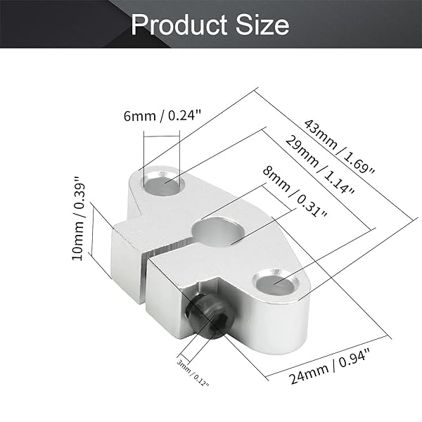 Othmro Othmro 6pcs Aluminum Linear Motion Rail Clamping Rod Guide Support for 8mm Shaft - View 2 of 4