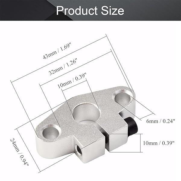 Othmro Othmro 2pcs SHF10 Aluminum Linear Motion Rail Clamping Rod Guide Support for 10mm Shaft - View 2 of 4