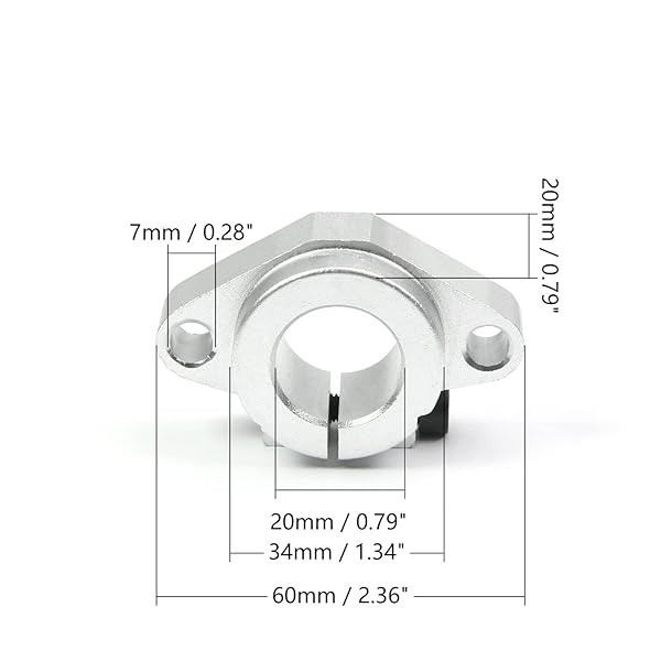 Othmro Othmro 2pcs SHF20 Aluminum Linear Motion Rail Clamping Rod Guide Support for 20mm Shaft - View 2 of 7