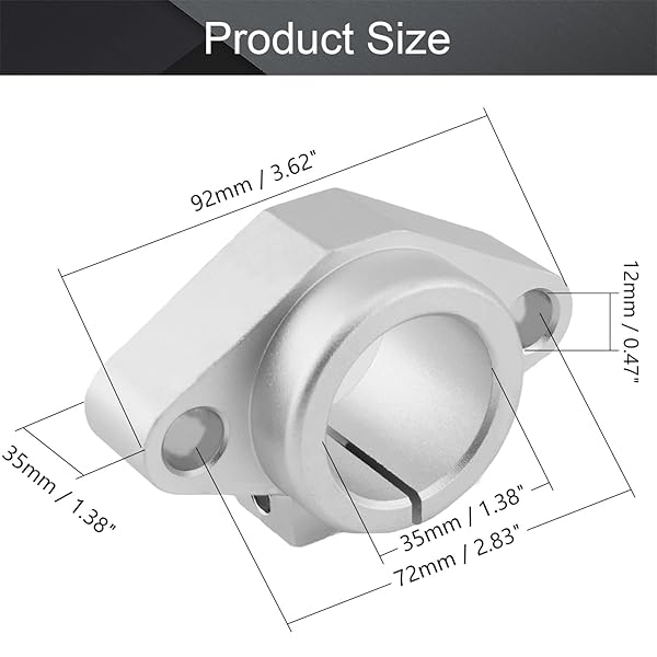 Othmro Othmro 2Pcs SHF35 Aluminum Linear Motion Rail Clamping Rod Guide Support for 35mm Shaft - View 2 of 4