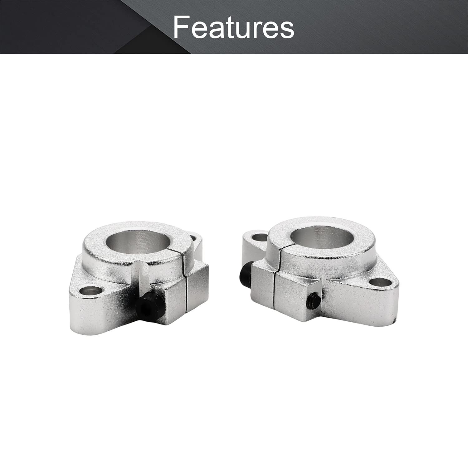 Othmro Othmro 4Pcs Linear Motion Rail Ball Bearing Clamping Guide Support for 16mm Diameter Shaft Aluminum Slide Rod - View 3 of 9