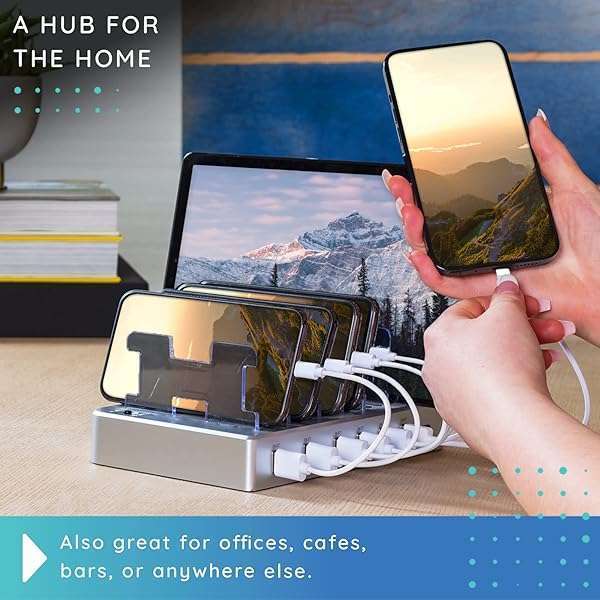 Hercules Tuff Hercules Tuff Charging Station: 6 USB Fast Ports for Phones, Tablets & More - Silver - View 7 of 11