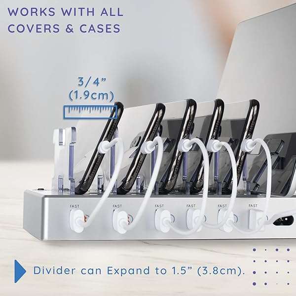 Hercules Tuff Hercules Tuff Charging Station: 6 USB Fast Ports for Phones, Tablets & More - Silver - View 8 of 11